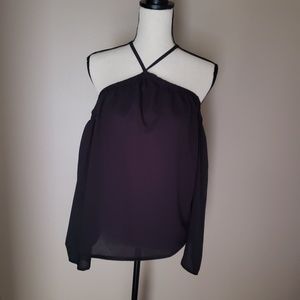Never Worn! Boutique Black Neck-Strap Flowy Blouse